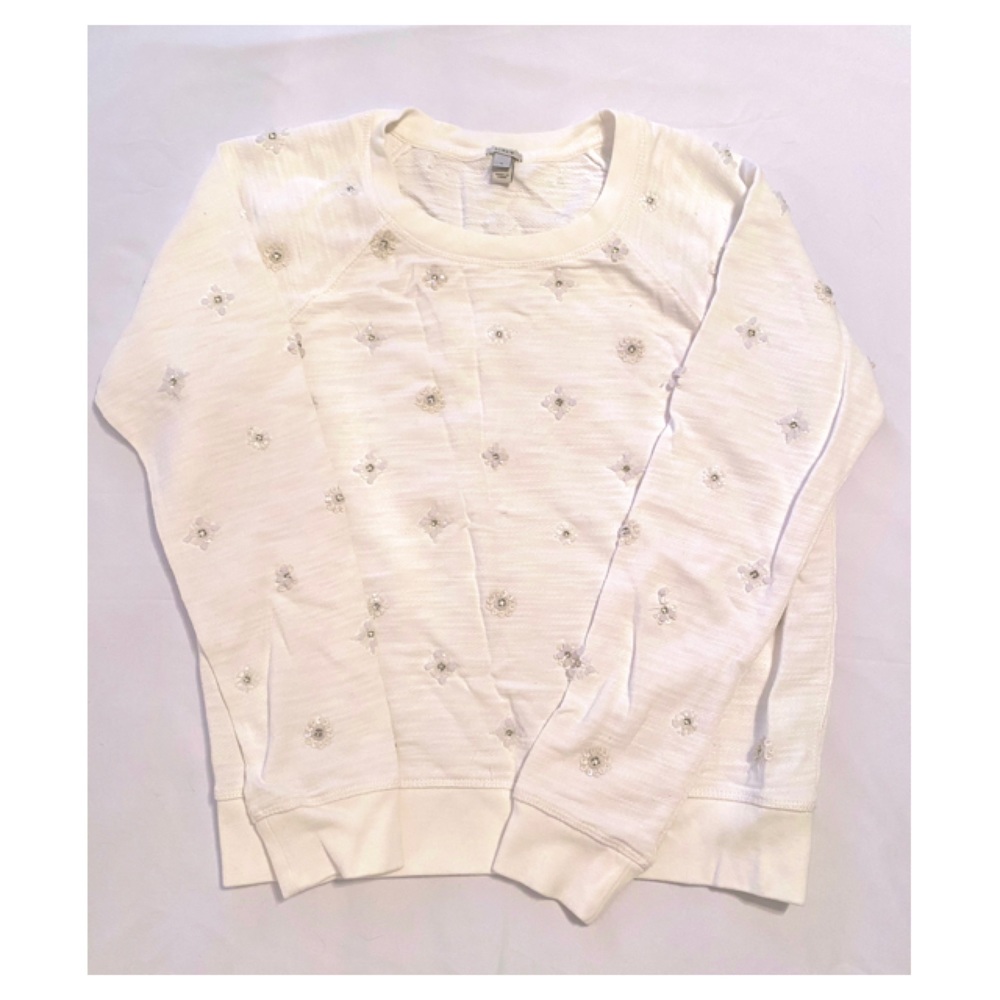 [J.CREW] Embellished Off-White Sweatshirt